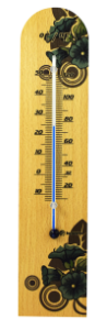  Termômetro Ambiente com Base em Madeira FLORES AZUIS Incoterm