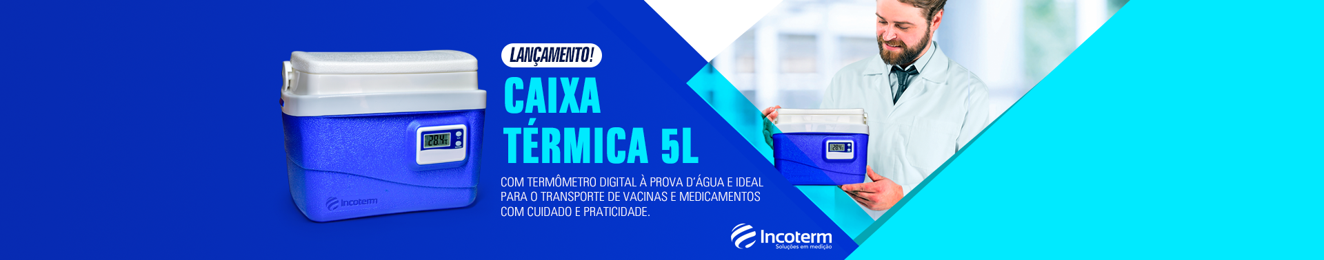 CAIXA TÉRMICA COM TERMÔMETRO DIGITAL 5 LITROS INCOTERM