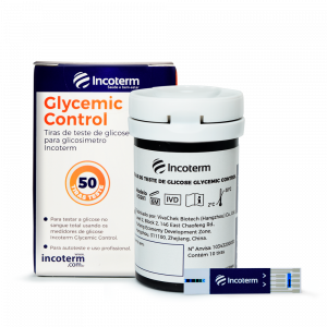 Tiras de Teste de Glicose p/ Glicosimetro Glycemic Control - 50 und. Incoterm
