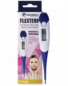 Termômetro Clínico Digital de Haste Flexível Flexterm Incoterm Ideal para Temperatura Basal (TCB)
