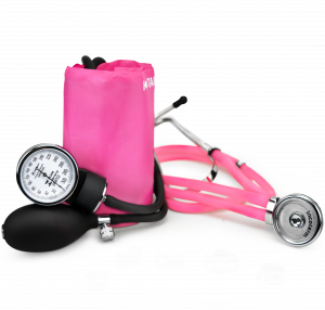 Conjunto Acadêmico Estetoscópio Rappaport e Esfigmomanômetro Clínico C200 Pink Incoterm
