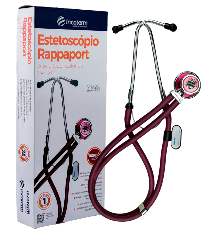 Estetoscópio Rappaport Rainbow Bordô ER100 Incoterm | imagem 2