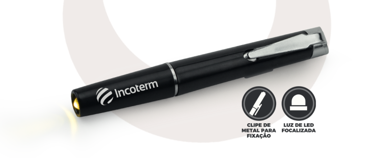 Lanterna Clínica Preta Incoterm LED100 | barra de detalhes