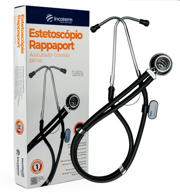 Estetoscópio Rappaport Rainbow Preto ER100 Incoterm | imagem 2