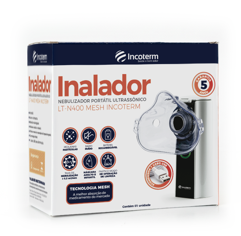 INALADOR/ NEBULIZADOR PORTÁTIL ULTRASSÔNICO LT-N400 MESH INCOTERM 10