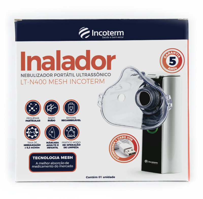 INALADOR/ NEBULIZADOR PORTÁTIL ULTRASSÔNICO LT-N400 MESH INCOTERM 9