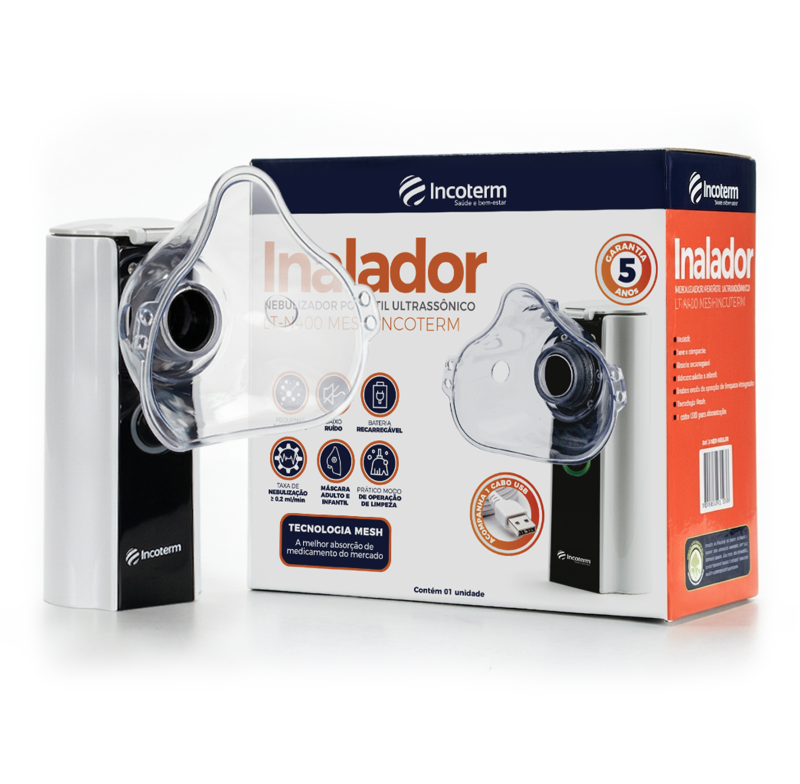 INALADOR/ NEBULIZADOR PORTÁTIL ULTRASSÔNICO LT-N400 MESH INCOTERM 8